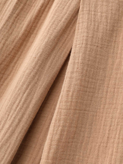 Cotton Pleated Shirred Waist Pants