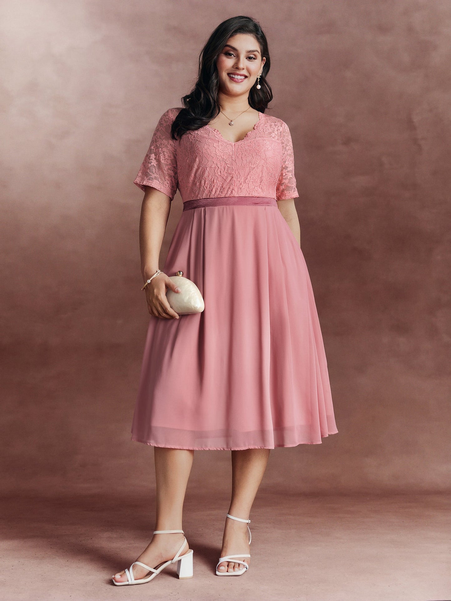 Soft Romance Sheer Lace Midi Dress