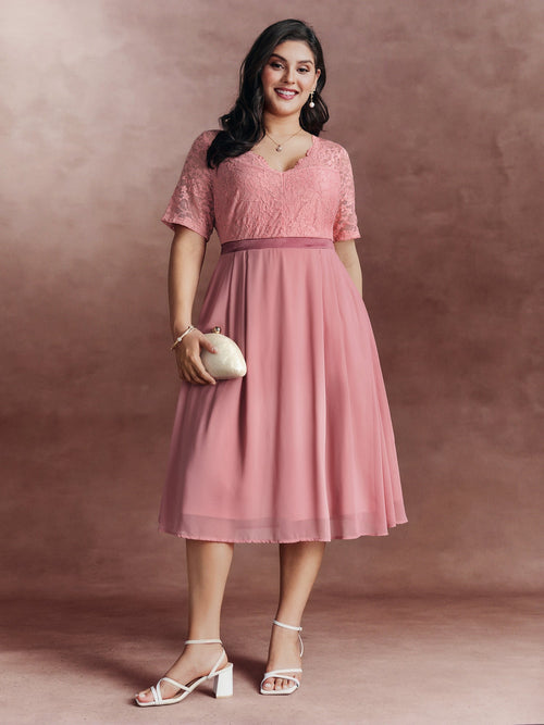 Soft Romance Sheer Lace Midi Dress