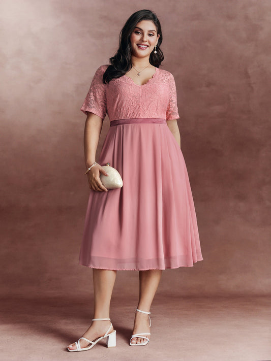 Soft Romance Sheer Lace Midi Dress