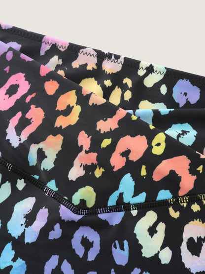 Colorful Leopard Print Overlap Waist Swim Bottoms