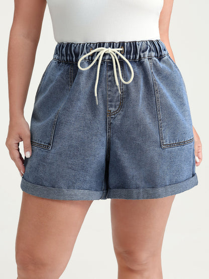 Everyday Stretchy Straight-Leg Denim Shorts