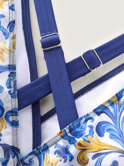 Ornate Print Hips Coverage Swim Dress
