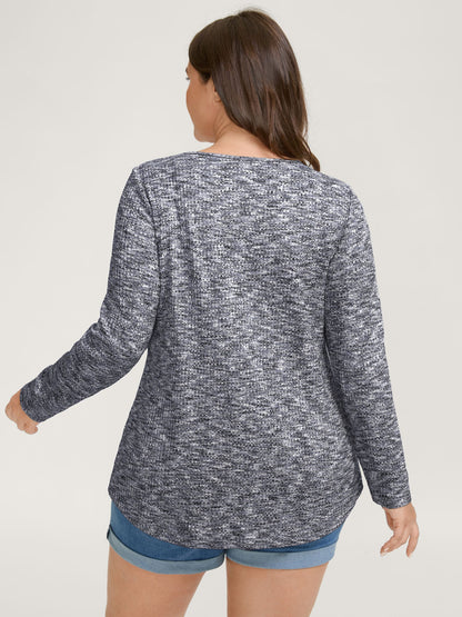 Textured Knit Pleated Neckline Top