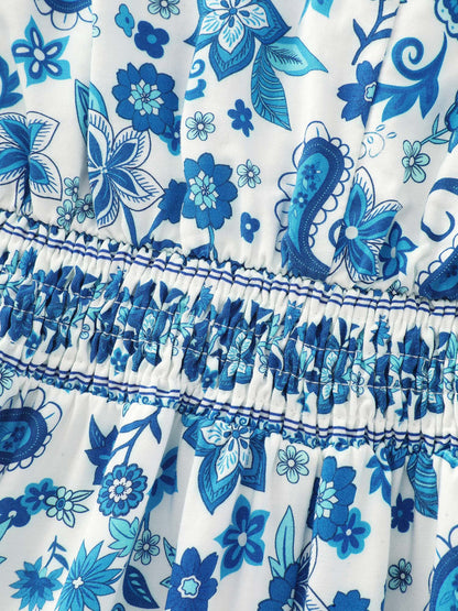 Paisley Floral Print Split Hem Maxi Dress