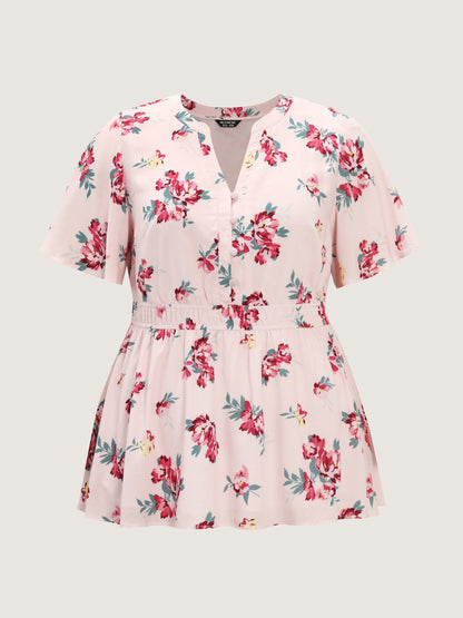 Supersoft Rose Print V-Neck Blouse