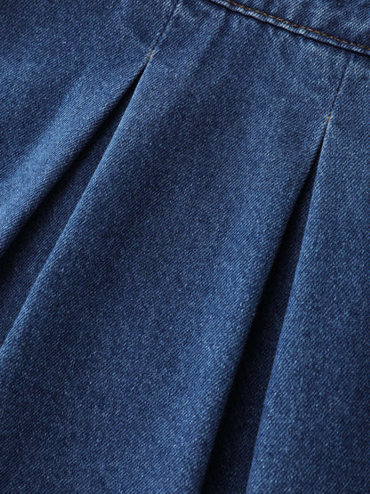 Elastic Waistband Adjustable Overall Denim Dress