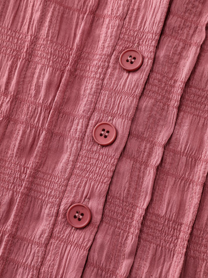 Textured Ruffled Hem Pleated Mini Dress