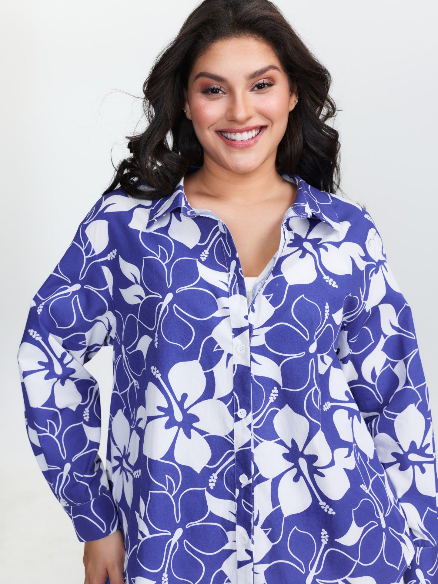 Pure Cotton Large Floral Print Shirt
