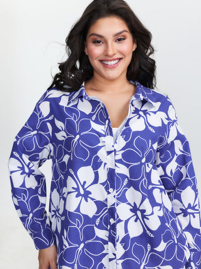 Pure Cotton Large Floral Print Shirt