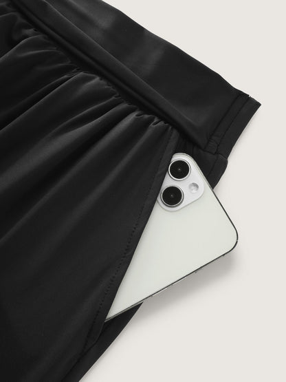 High-Waist Tie Pocket Swim Bottoms