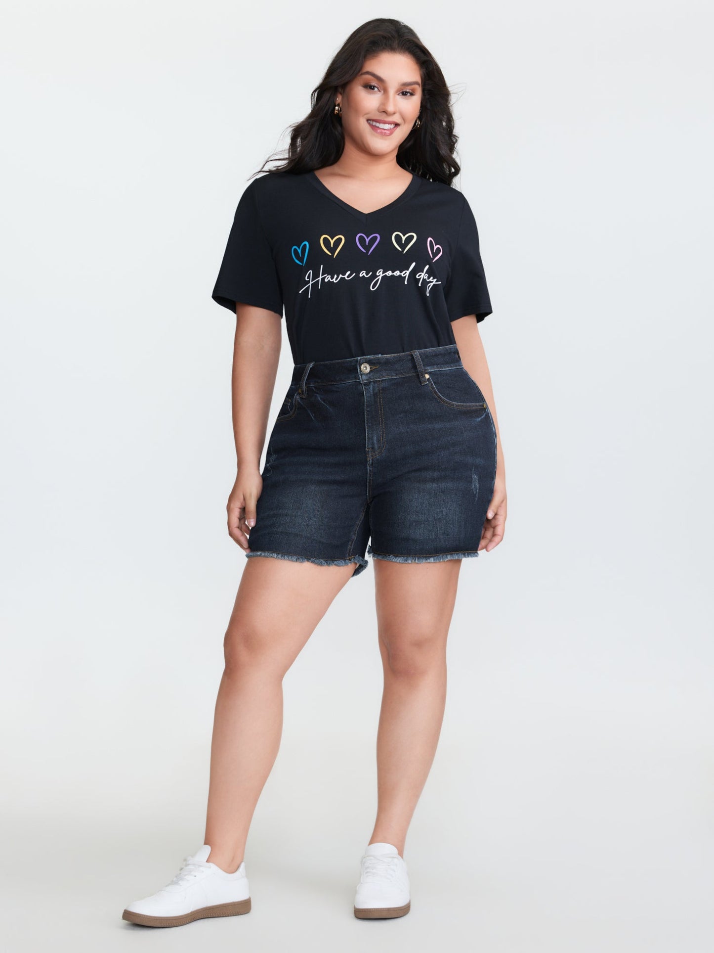 Stretchy Mid-Rise Denim Shorts