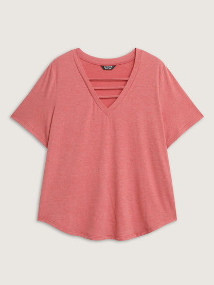 Supersoft Cut-Out Neckline Relaxed-Fit T-Shirt
