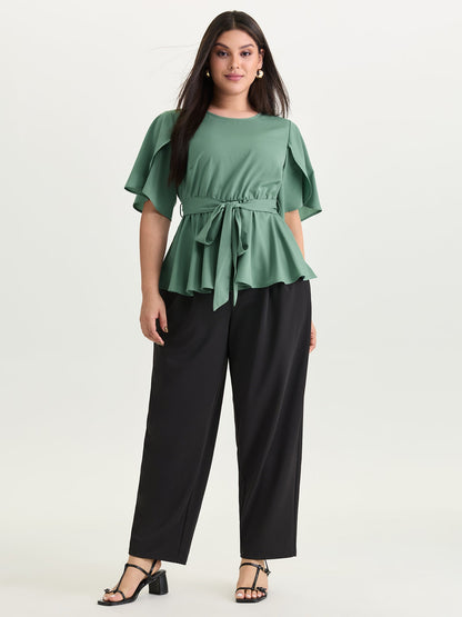 Pastel Flowy Petal Sleeve Tie Blouse