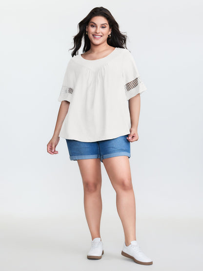 Lace Trim Gathered Front Blouse