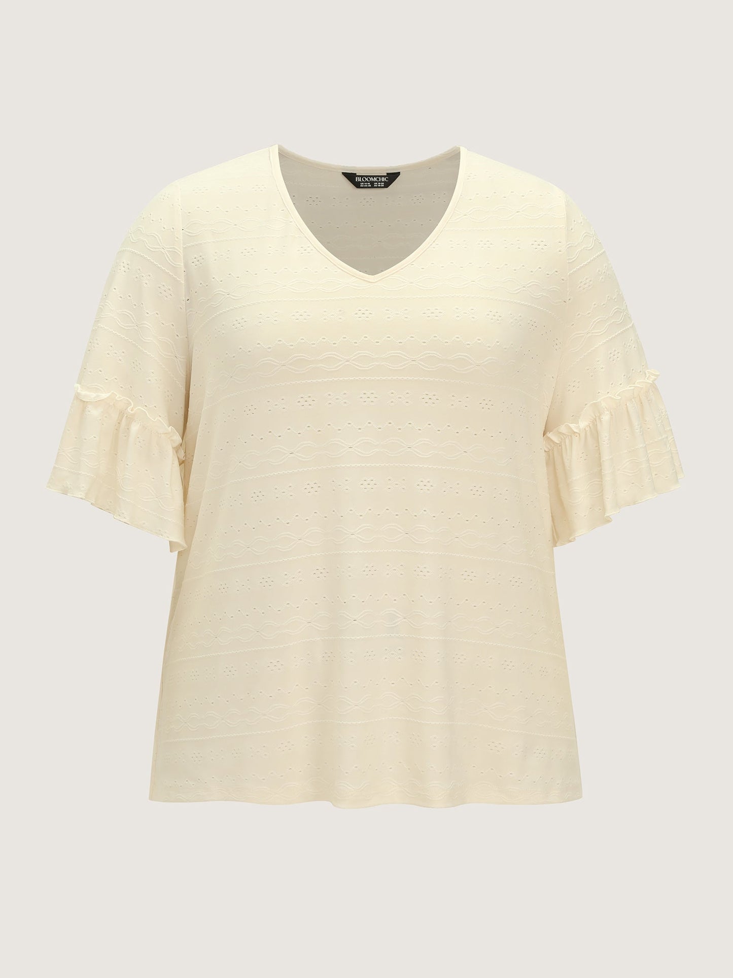 Textured Ruffled Sleeve Flowy T-Shirt