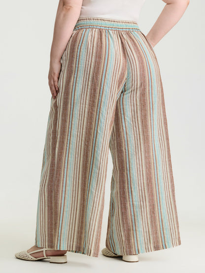 Striped Drawstring Tassels Wide Leg Pants