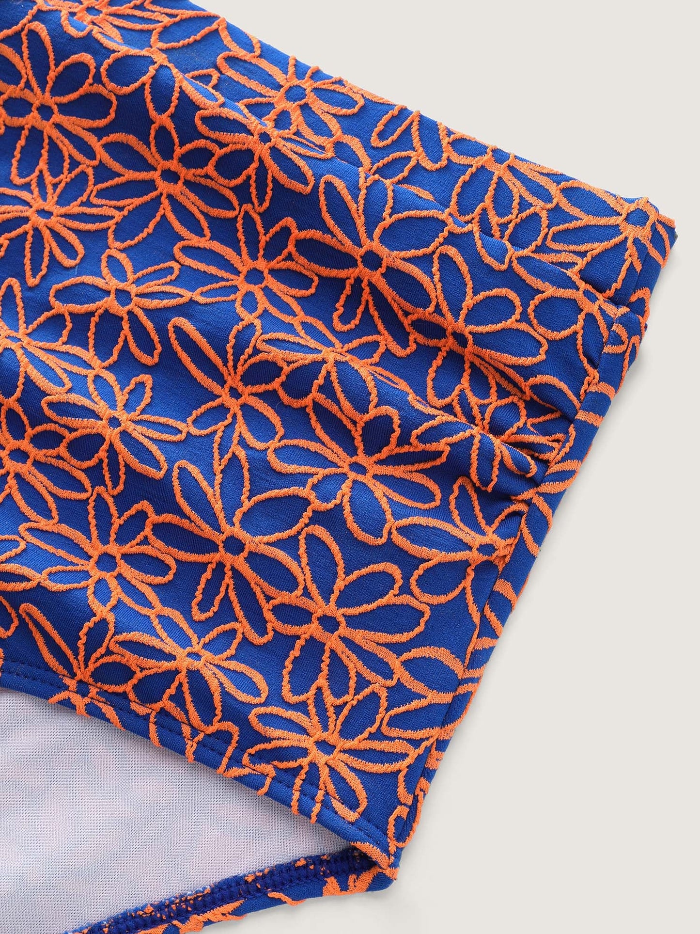 Colorful Floral Textured Tummy-Control Swim Bottoms