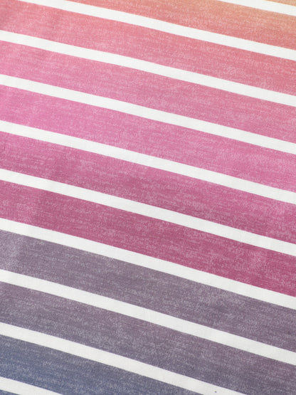 Colorful Gradient Stripe Round Neck T-Shirt