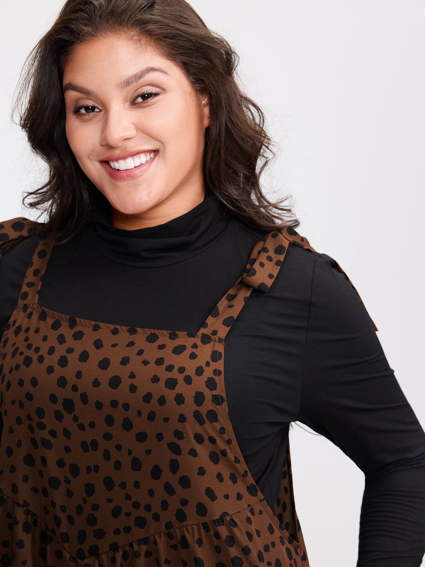 Leopard Print Shirred Shoulder Ties Jumpsuit