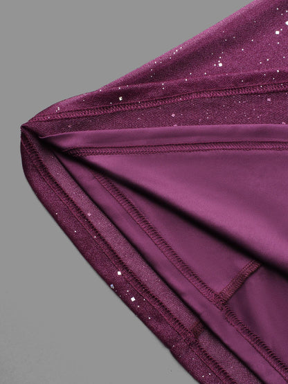 Glitter Mesh Petal Sleeve Midi Dress