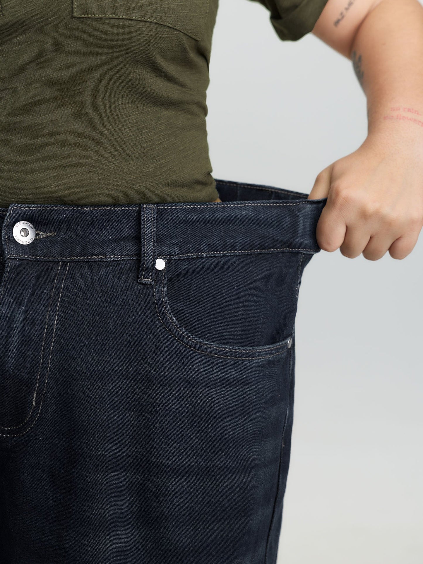 Pull-On Stretchy-Waist Wide-Leg Jeans