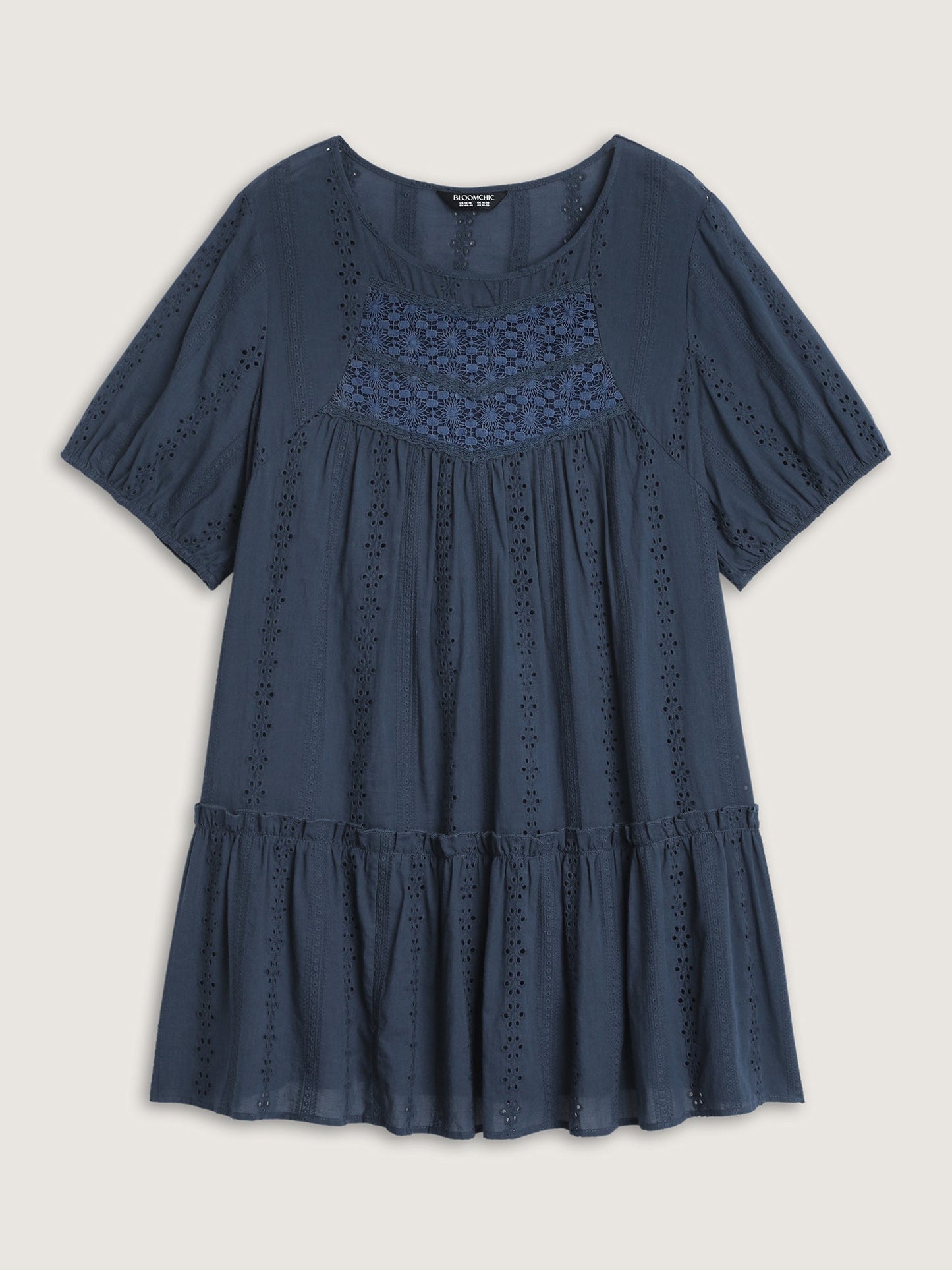Textured Lace Cut-Out Babydoll Blouse