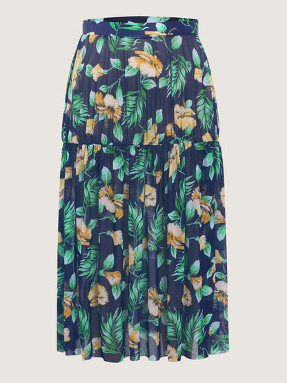 Tropical Print One Piece Swimsuit Sarong Set