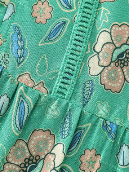Supersoft Floral Print Keyhole Neck Blouse