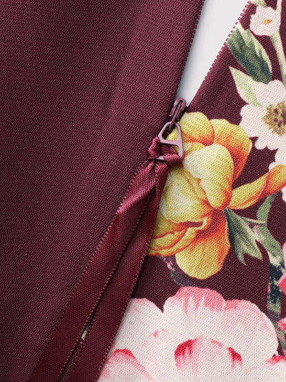 Retro Floral Print Fit And Flare Midi Dress