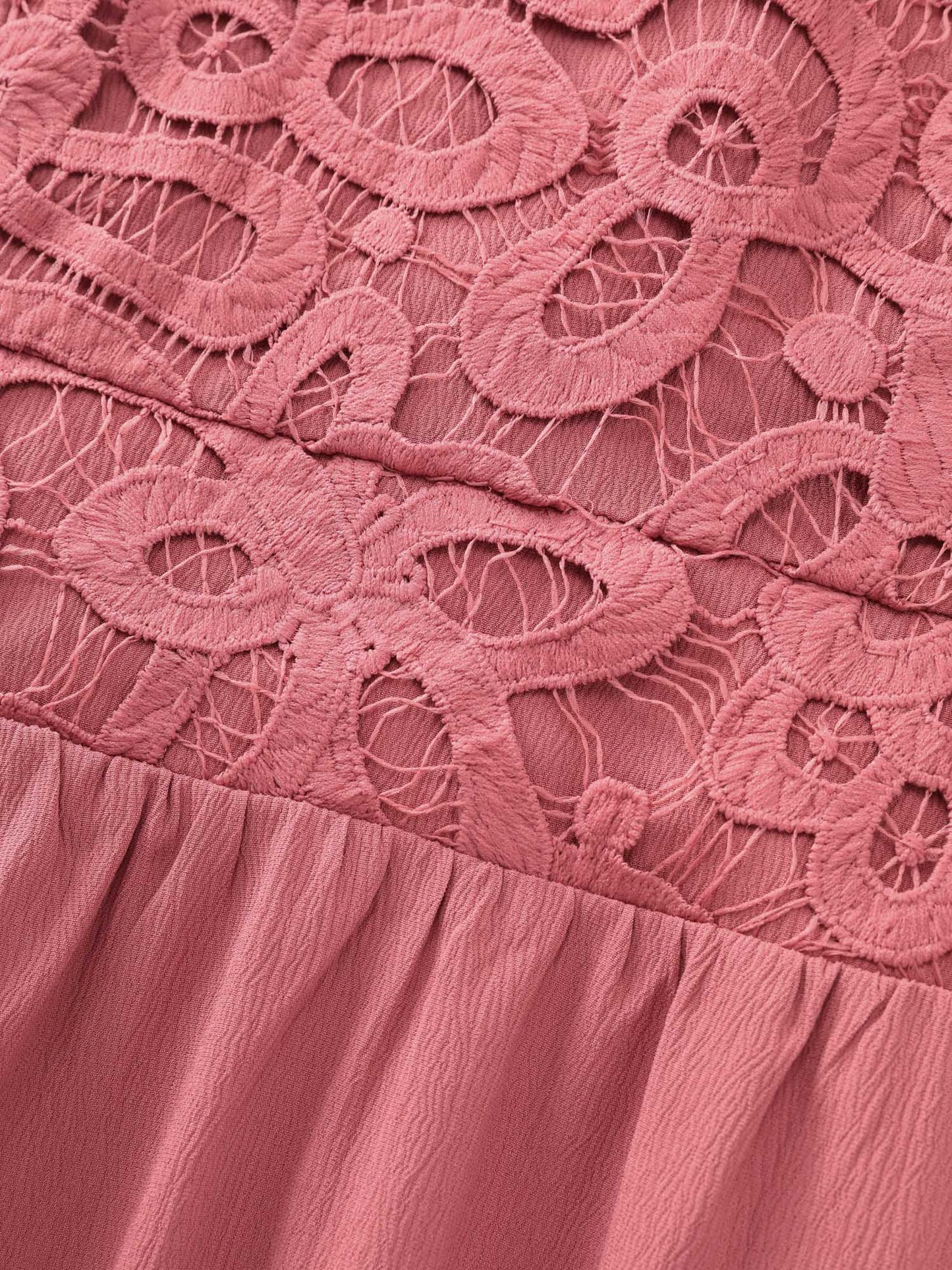 Lace Textured Bodice Flutter Sleeve Mini Dress