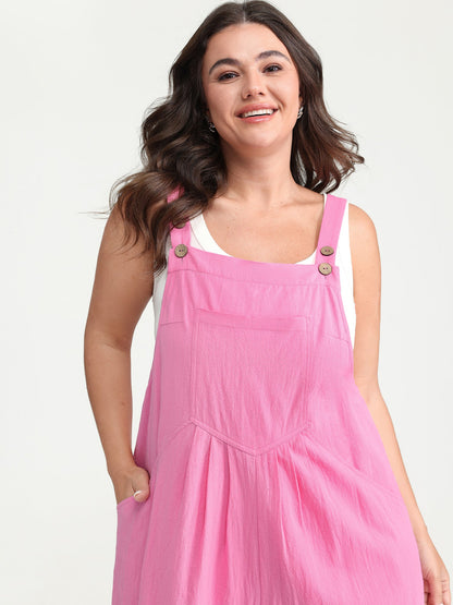 Pure Cotton Plain Adjustable Overall Jumpsuit