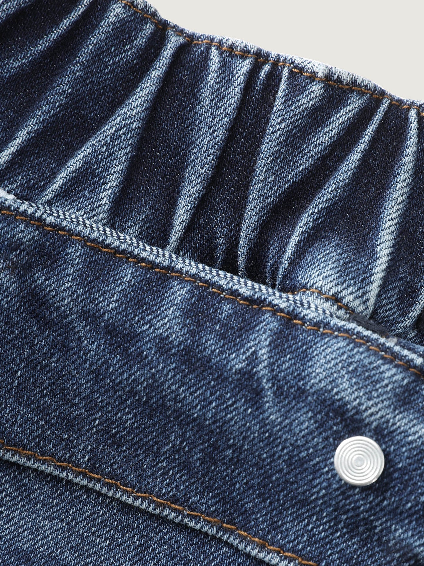 Mid-Rise Elastic Waist Skinny-Fit Denim Shorts