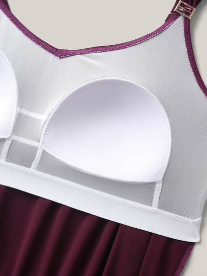 plus size  Plain Pockets Adjustable One-Piece Swimsuit