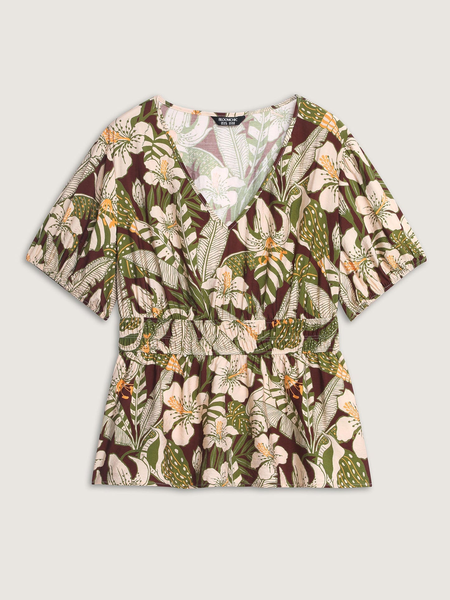 Floral Print Cinched-Waist Blouse