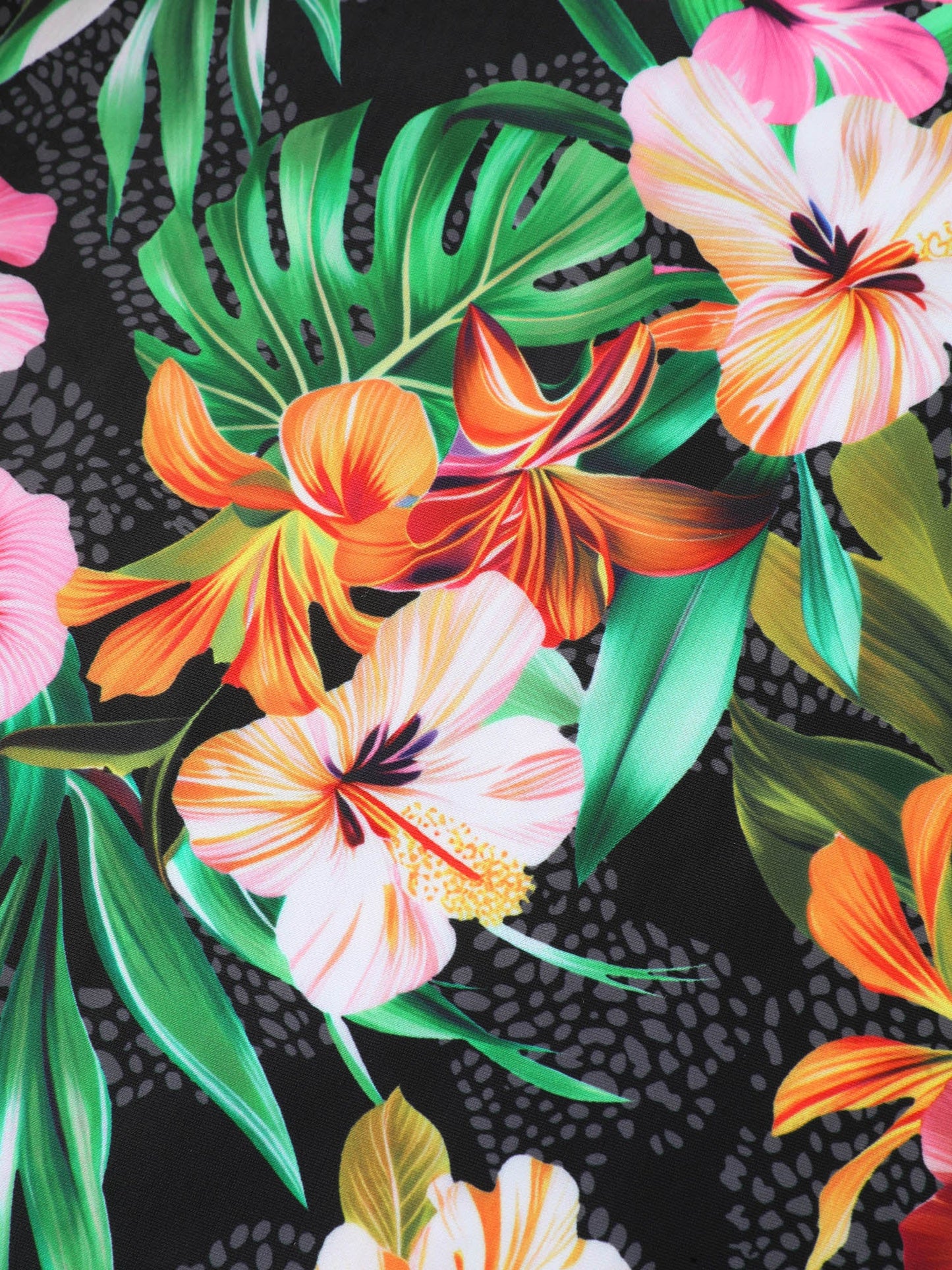 Tropical Floral Print Hip Coverage Swim Dress