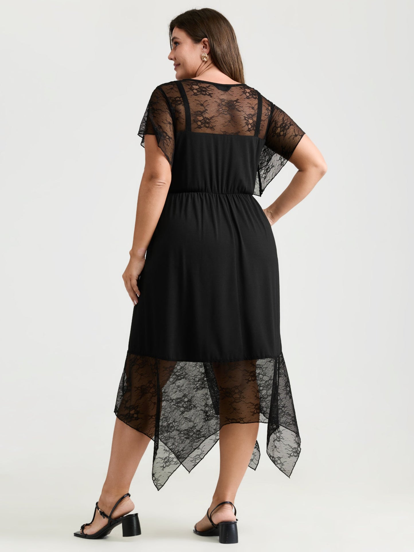 Supersoft Sheer Lace Neckline Maxi Dress