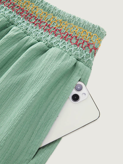Tiered Shirred Waist Flare Pants