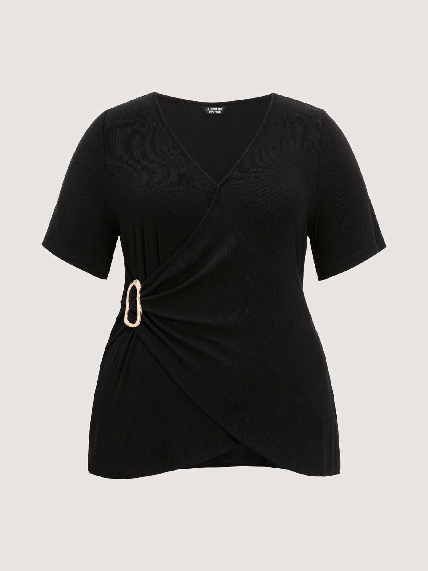 Stretchy Fitted Waist Side Placket Knit Top