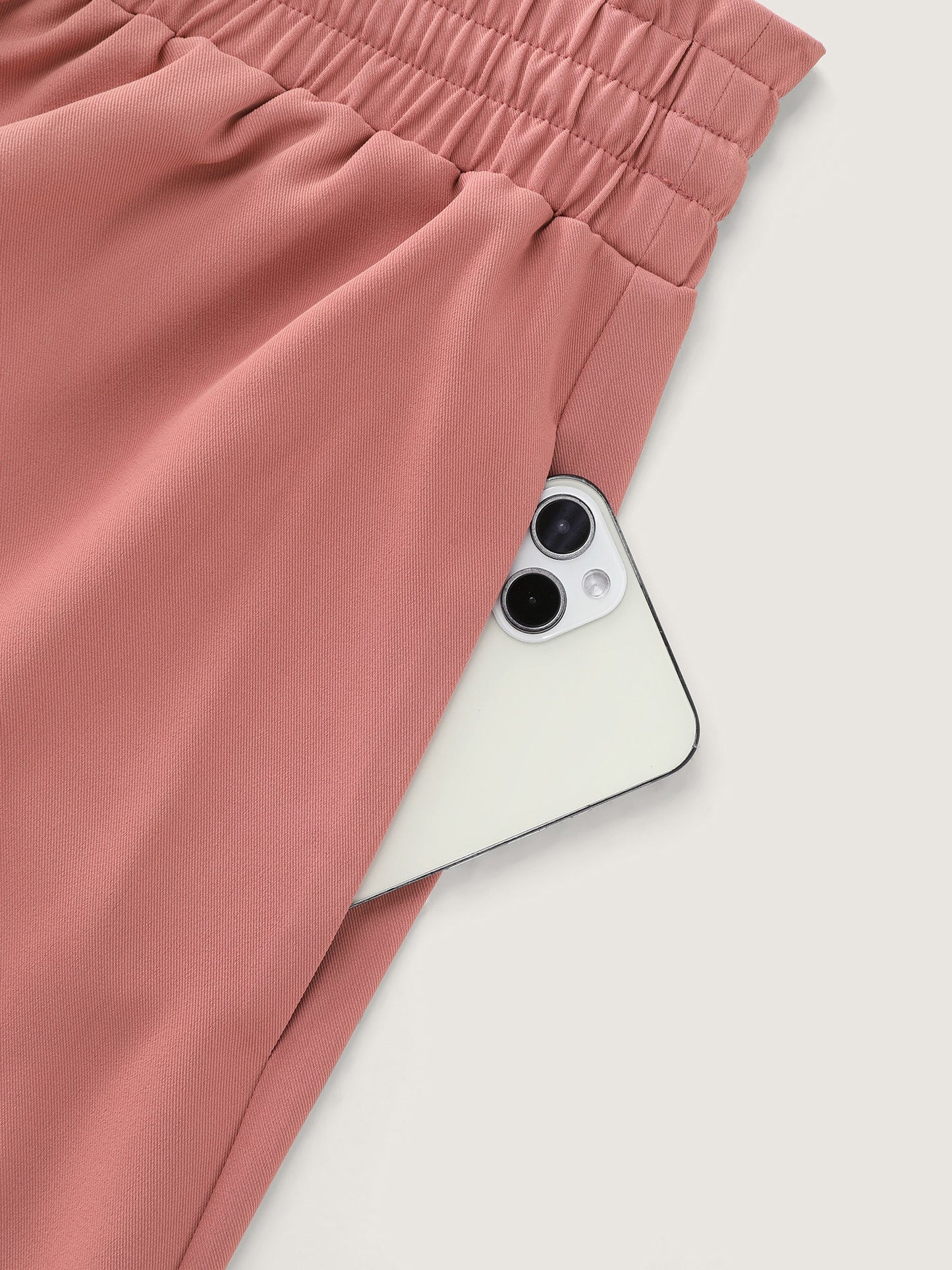 Stretchy Drawstring Waist Pockets Pants