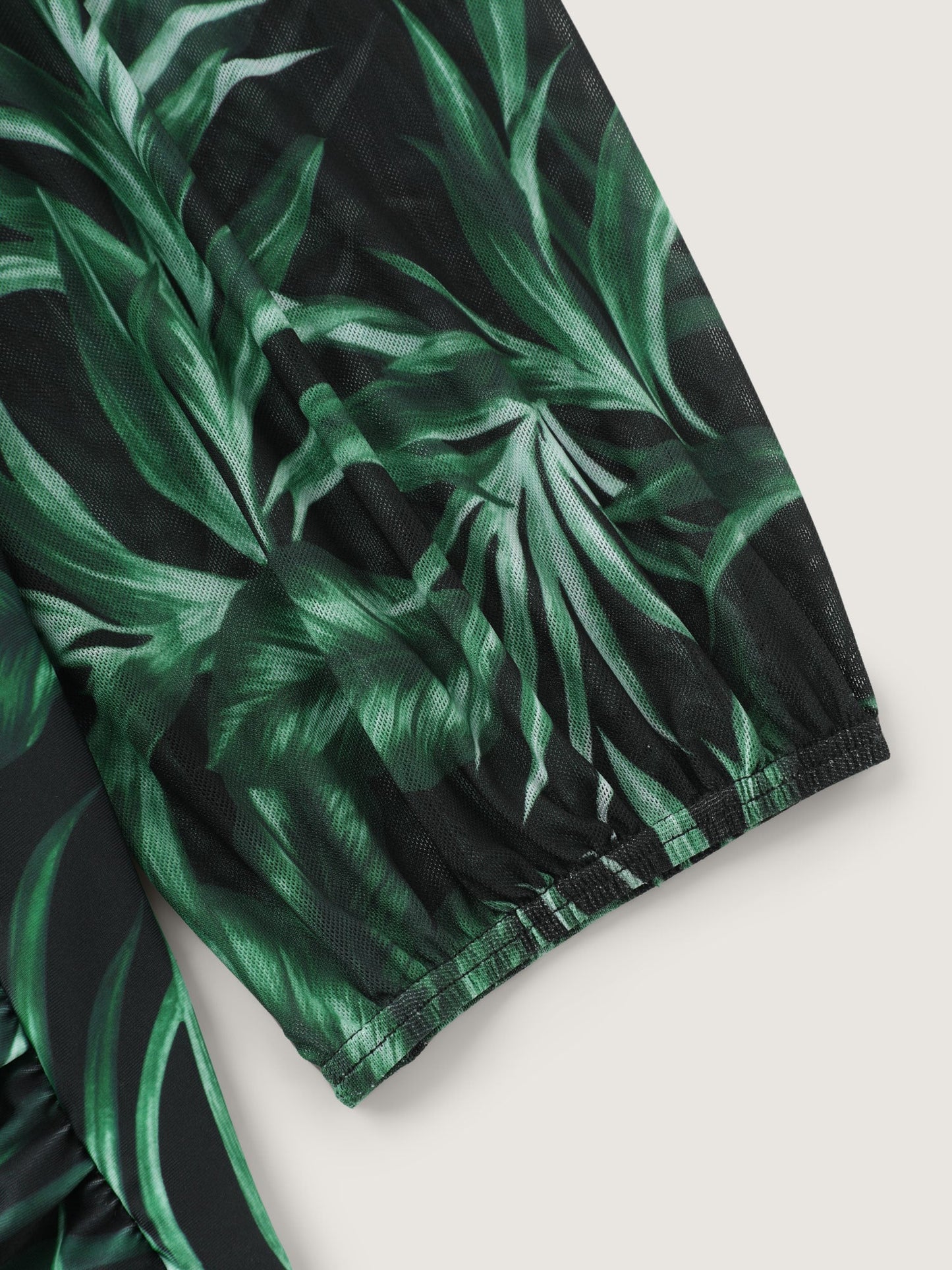 Tropical Plant Print One-Piece Swimsuit Set
