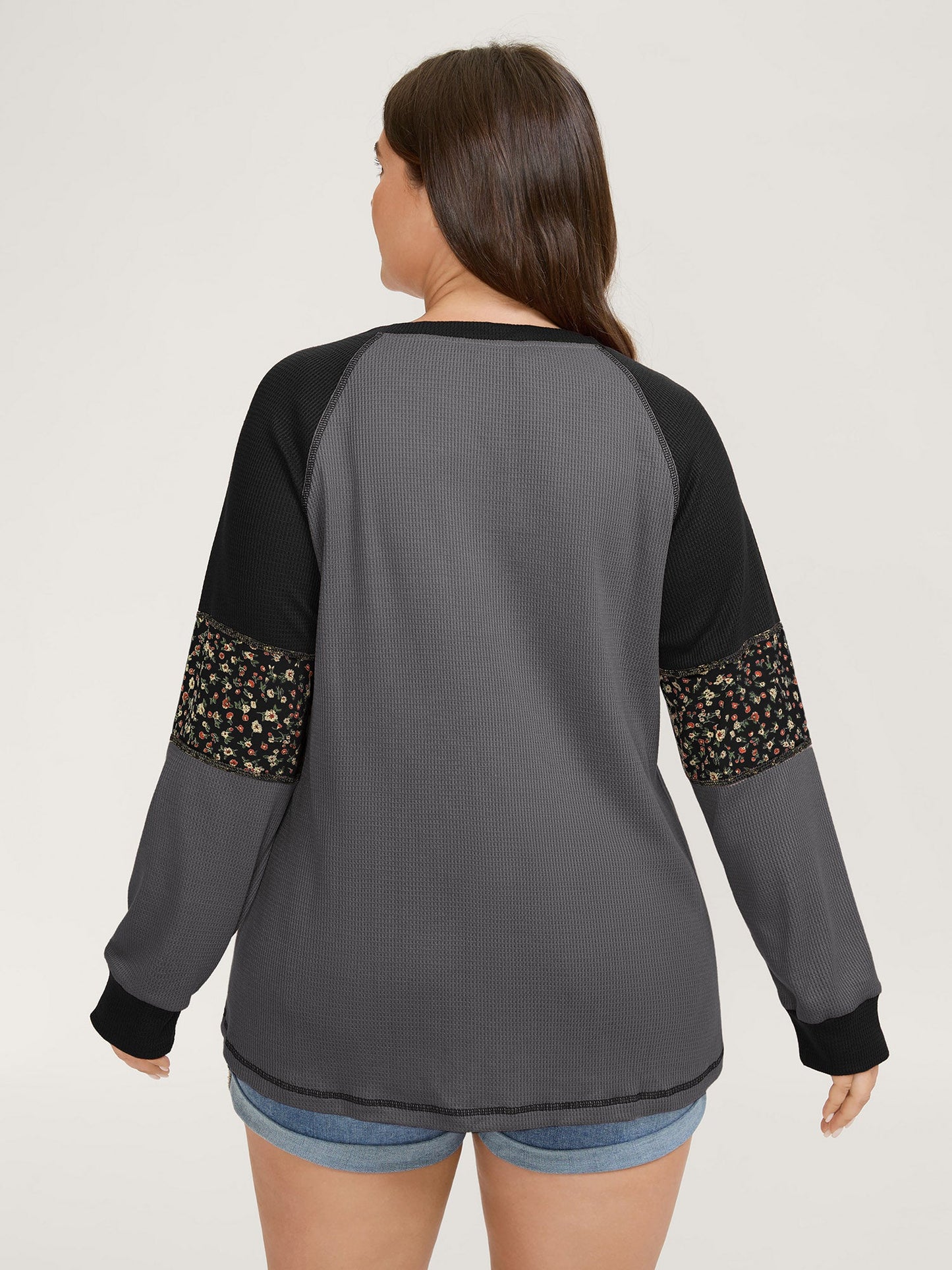 Color Contrast Waffle Knit T-Shirt