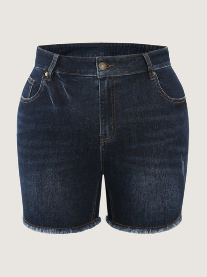Stretchy Mid-Rise Denim Shorts