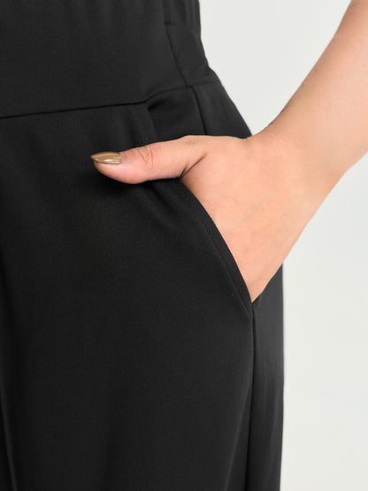 Stretchy Wide Waistband Wide-Leg Pants