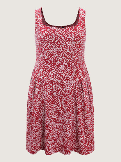 Stretchy Floral Print Cinched-Waist Mini Dress