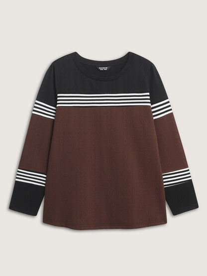 Stretchy Colorblock Textured Striped T-Shirt