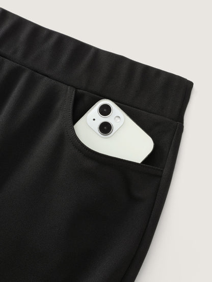 Ruffled Flared Hem Plain Pants