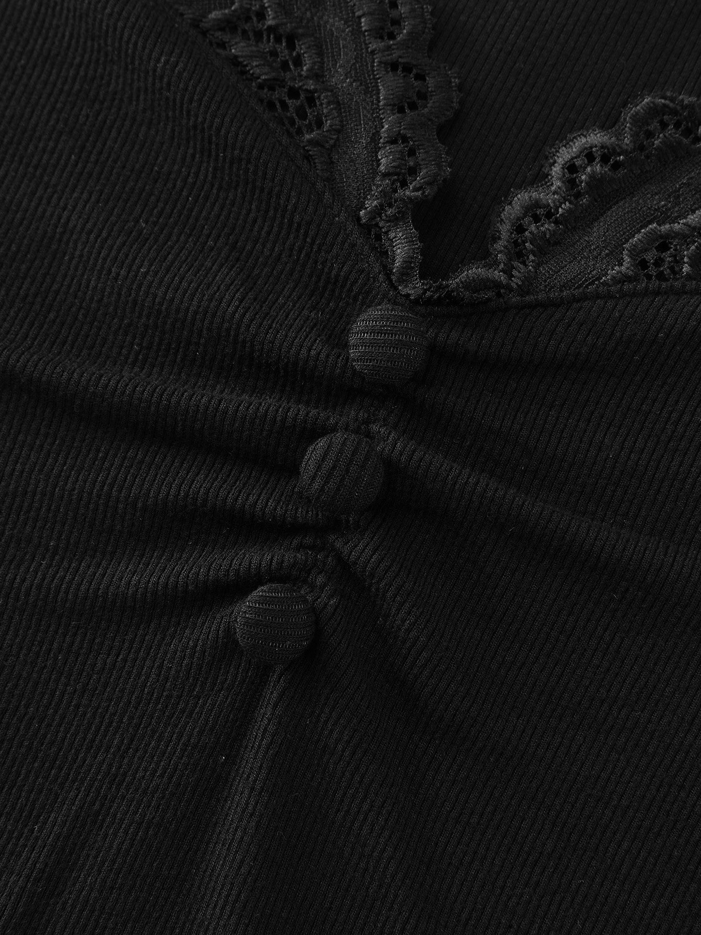 Sheer Lace Neckline Shirred Knit Top