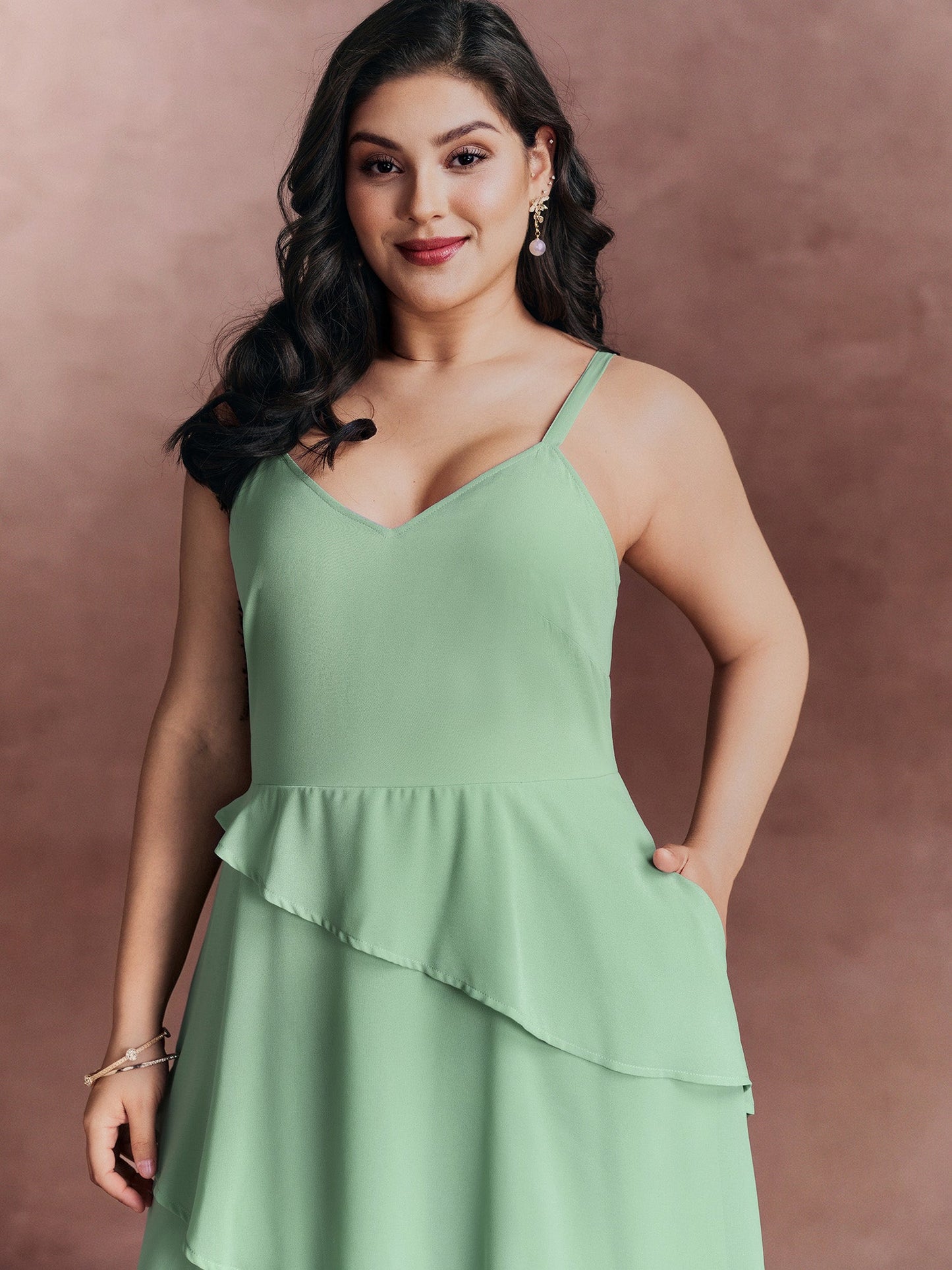 Two-Piece Charm Tiered Ruffled Hem Maxi Dress