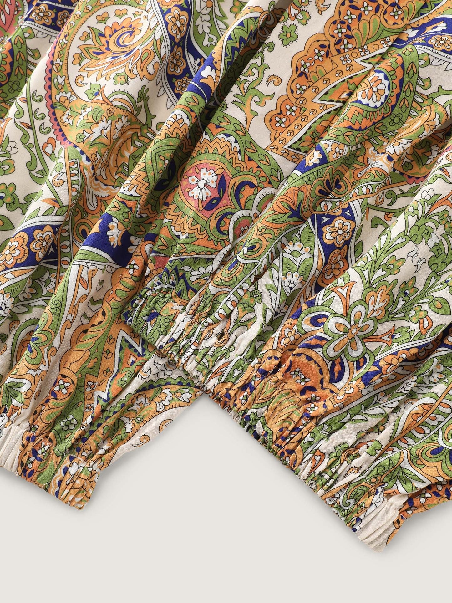 Paisley Print Wide Waistband Jogger Pants